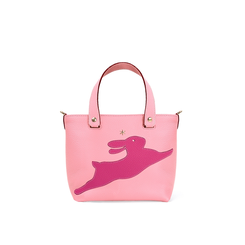 'En L'Air le Sac Lièvre' Sac Cabas Cuir Nappa Rose Poudré & Or