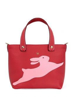 'En L'Air le Sac Lièvre' Nappa Leather Handbag Red & Gold