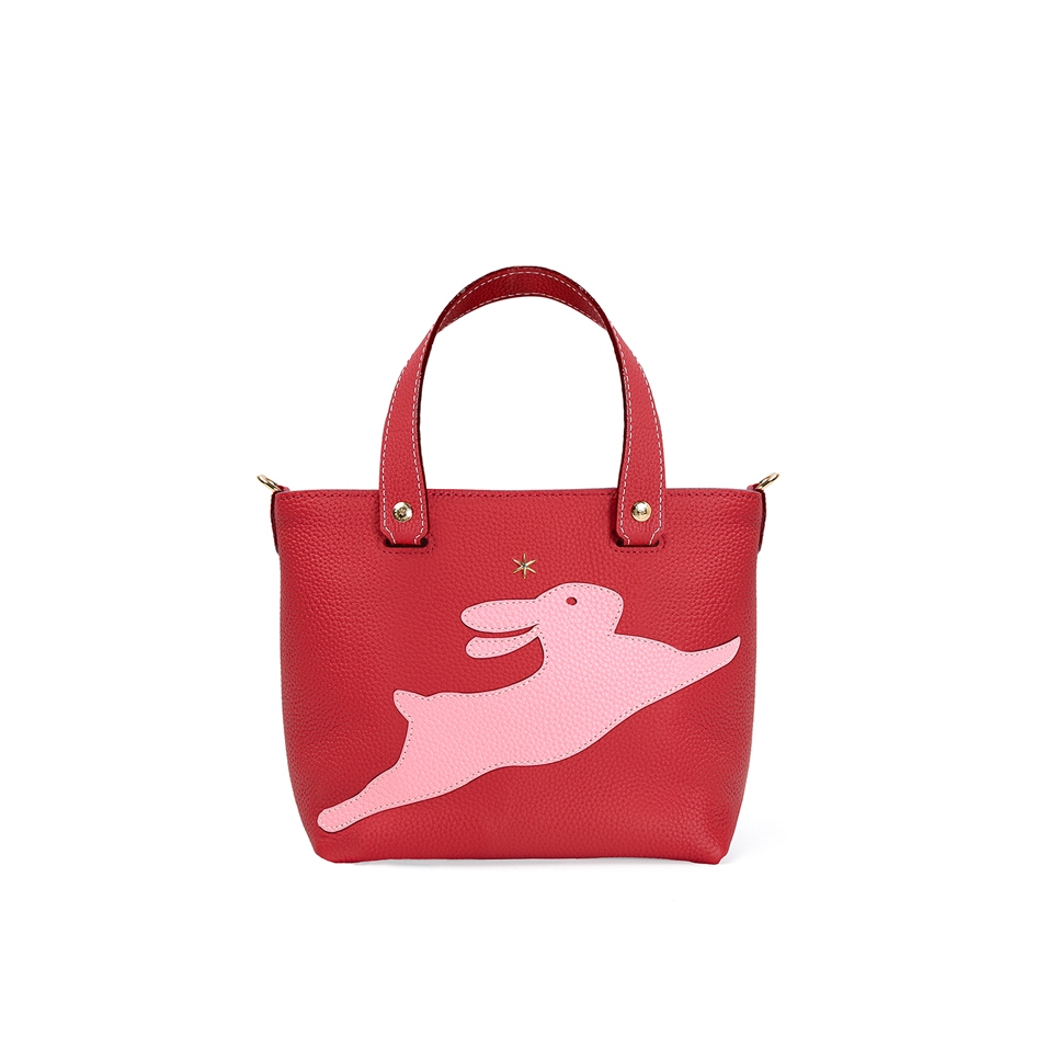 'En L'Air le Sac Lièvre' Sac Cabas Cuir Nappa Écrevisse & Or