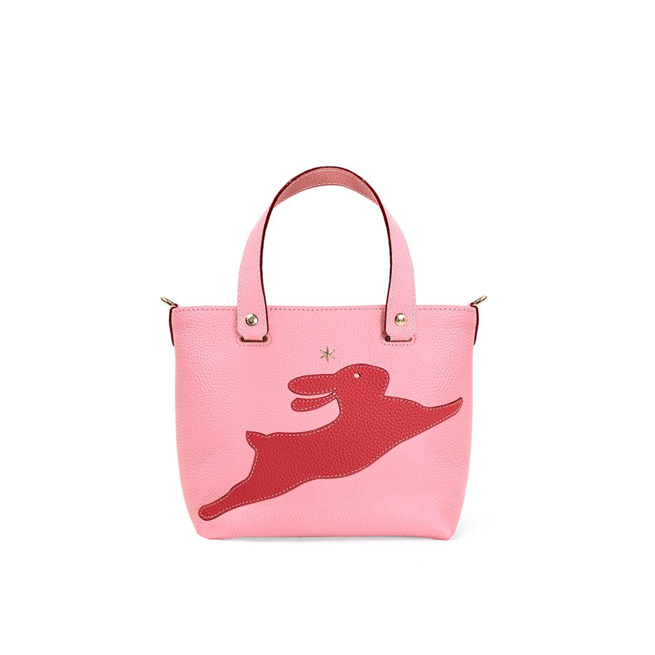 'En L'Air le Sac Lièvre' Sac Cabas Cuir Nappa Rose Poudré & Or