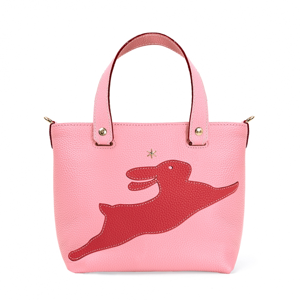 'En L'Air le Sac Lièvre' Nappa Leather Handbag Light Pink & Gold