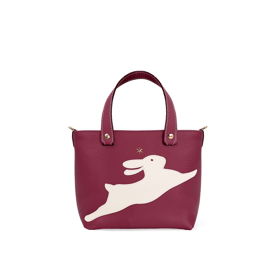 'En L'Air le Sac Lièvre' Nappa Leather Handbag Dark Red & Gold