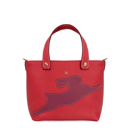 'En L'Air le Sac Lièvre' Nappa Leather Handbag Red & Gold
