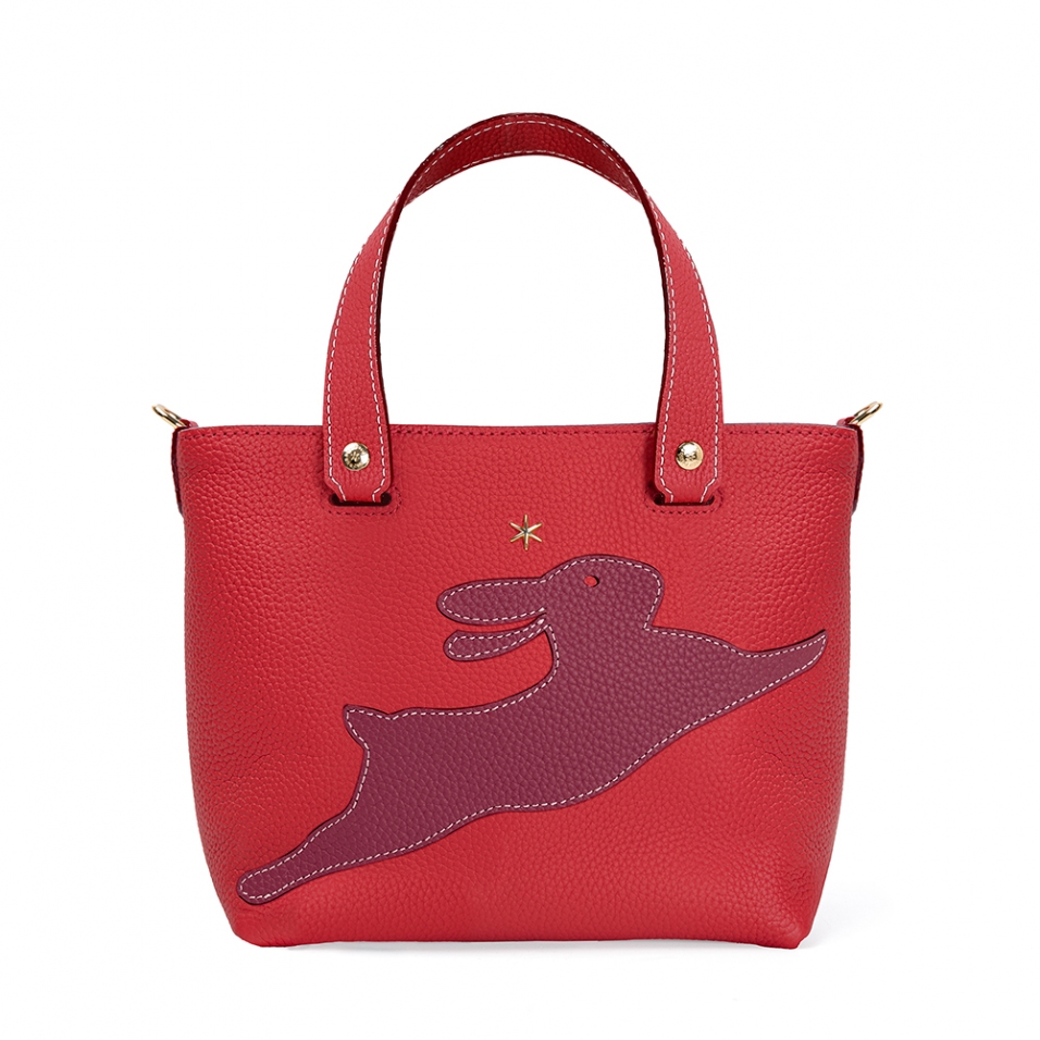 'En L'Air le Sac Lièvre' Nappa Leather Handbag Red & Gold