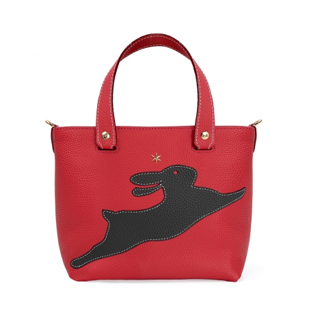 'En L'Air le Sac Lièvre' Nappa Leather Handbag Red & Gold