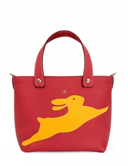 'En L'Air le Sac Lièvre' Nappa Leather Handbag Red & Gold