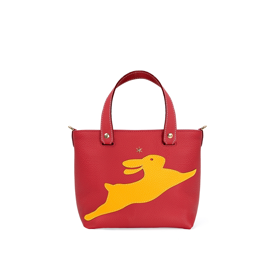 'En L'Air le Sac Lièvre' Nappa Leather Handbag Red & Gold