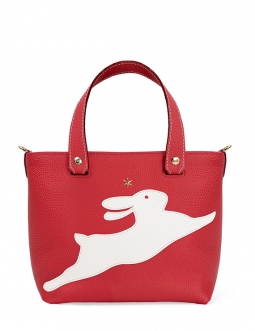 'En L'Air le Sac Lièvre' Nappa Leather Handbag Red & Gold
