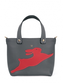 'En L'Air le Sac Lièvre' Sac Cabas Cuir Nappa Ardoise & Or