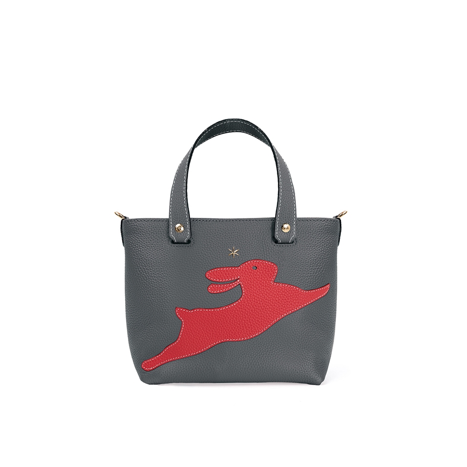 'En L'Air le Sac Lièvre' Nappa Leather Handbag Ardoise & Gold