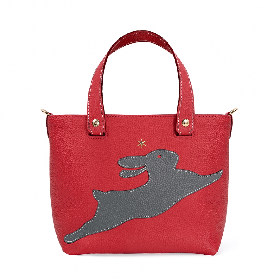 'En L'Air le Sac Lièvre' Nappa Leather Handbag Red & Gold