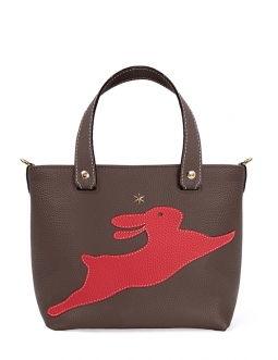'En L'Air le Sac Lièvre' Nappa Leather Handbag Chocolate & Gold