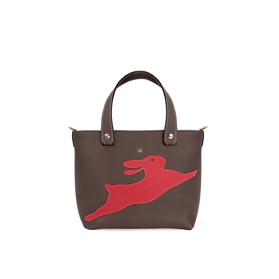 'En L'Air le Sac Lièvre' Nappa Leather Handbag Chocolate & Gold