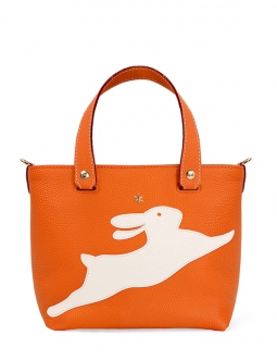 'En L'Air le Sac Lièvre' Nappa Leather Handbag Orange & Gold