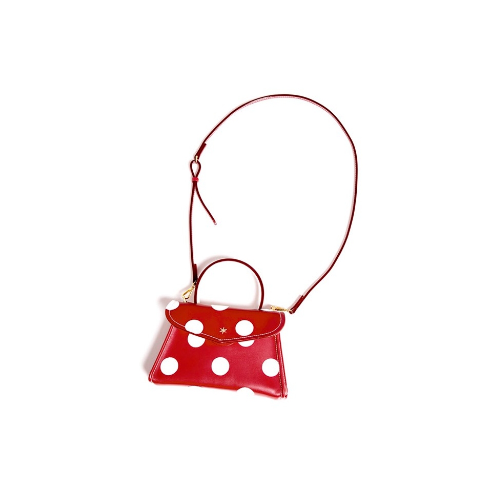 'Chantilly Soie Pois' Sac à main Cuir Bordeaux & Or