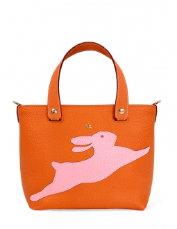 'En L'Air le Sac Lièvre' Nappa Leather Handbag Orange & Gold