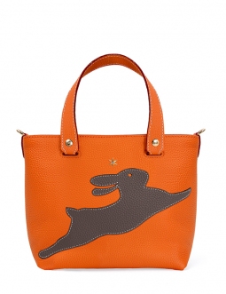 'En L'Air le Sac Lièvre' Nappa Leather Handbag Orange & Gold
