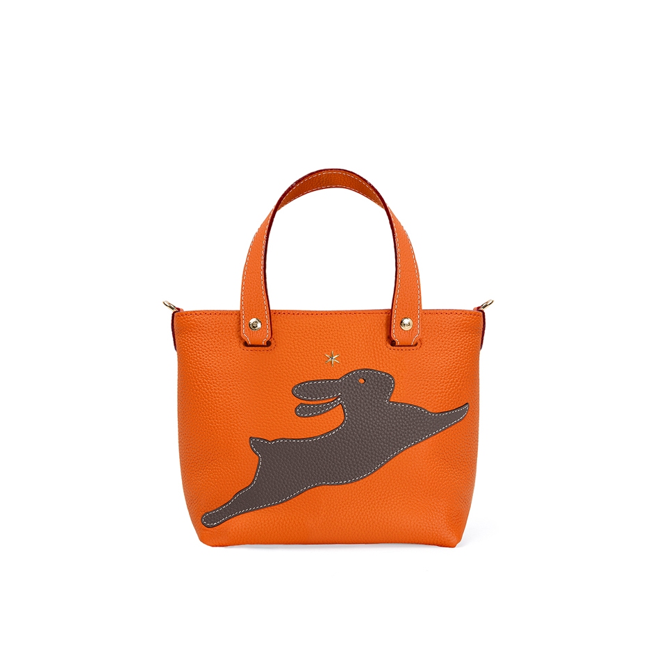 'En L'Air le Sac Lièvre' Nappa Leather Handbag Orange & Gold