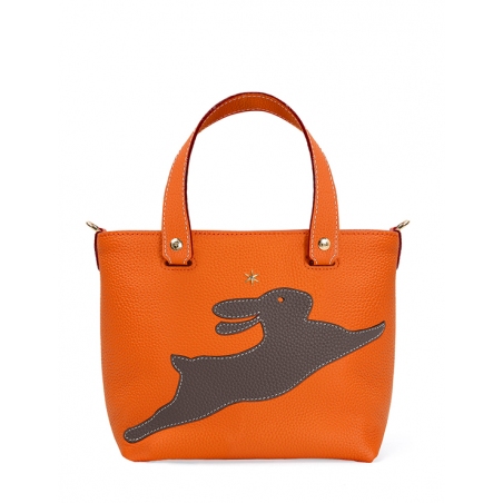 'En L'Air le Sac Lièvre' Nappa Leather Handbag Orange & Gold