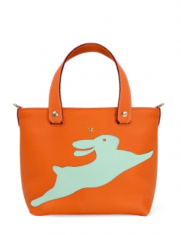 'En L'Air le Sac Lièvre' Sac Cabas Cuir Nappa Orange & Or