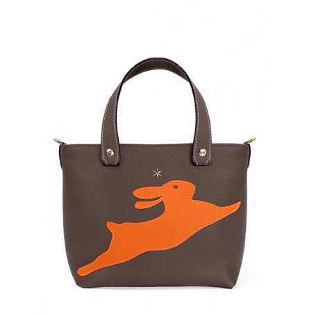 'En L'Air le Sac Lièvre' Nappa Leather Handbag Orange & Gold