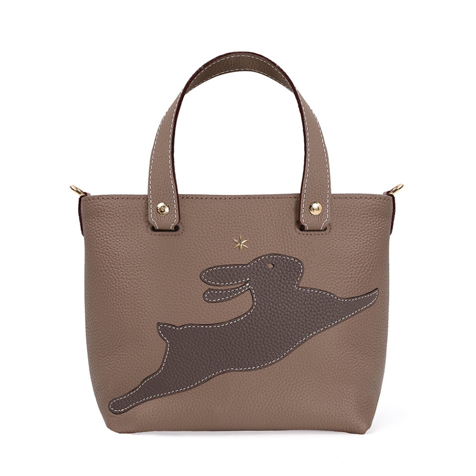 'En L'Air le Sac Lièvre' Sac Cabas Cuir Nappa Volcan & Or