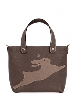 'En L'Air le Sac Lièvre' Sac Cabas Cuir Nappa Chocolat & Or