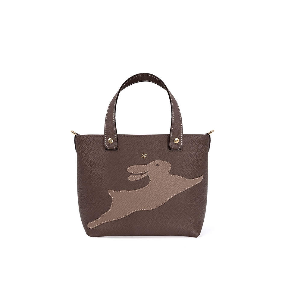 'En L'Air le Sac Lièvre' Nappa Leather Handbag Chocolate & Gold