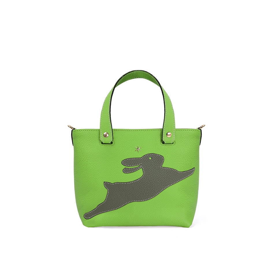 'En L'Air le Sac Lièvre' Nappa Leather Handbag Apple Green & Gold