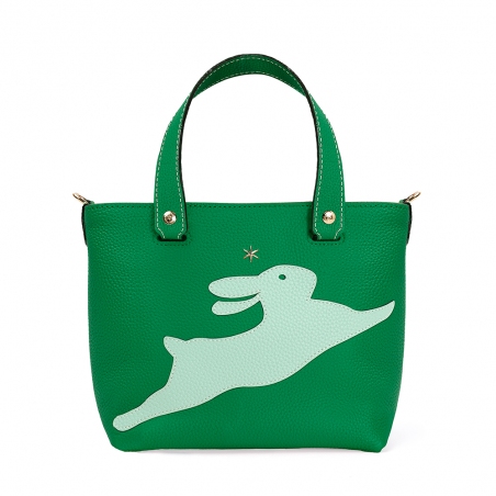 'En L'Air le Sac Lièvre' Nappa Leather Handbag Green & Gold