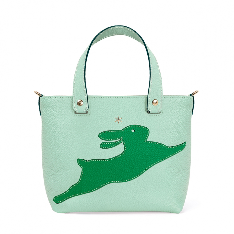 'En L'Air le Sac Lièvre' Nappa Leather Handbag Green & Gold