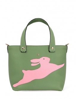 'En L'Air le Sac Lièvre' Nappa Leather Handbag Asperge & Gold