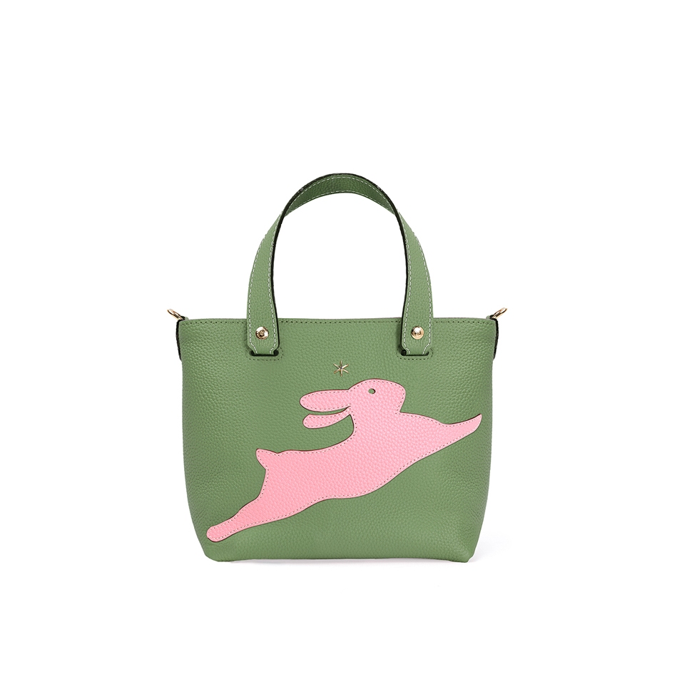 'En L'Air le Sac Lièvre' Sac Cabas Cuir Nappa Asperge & Or