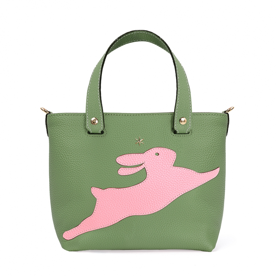 'En L'Air le Sac Lièvre' Nappa Leather Handbag Asperge & Gold