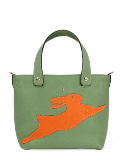 'En L'Air le Sac Lièvre' Nappa Leather Handbag Asperge & Gold