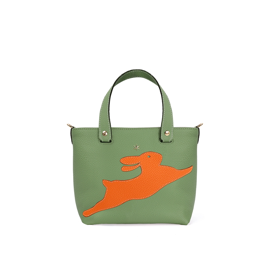 'En L'Air le Sac Lièvre' Nappa Leather Handbag Asperge & Gold
