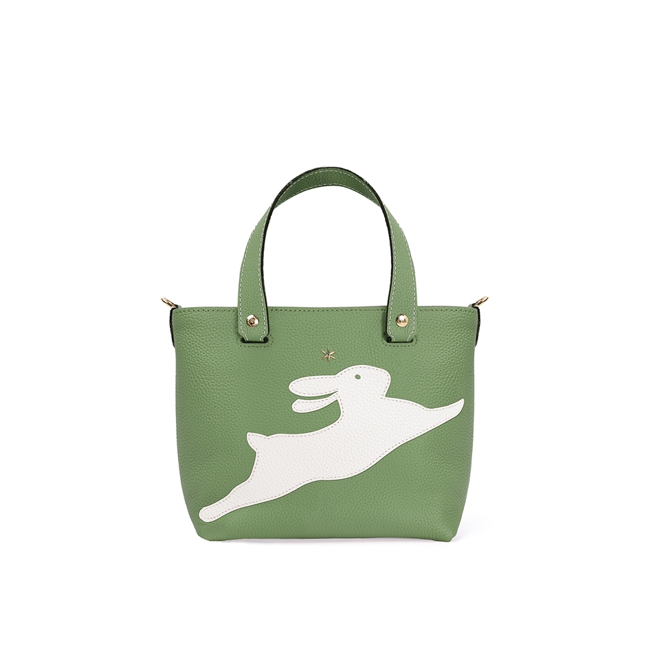 'En L'Air le Sac Lièvre' Sac Cabas Cuir Nappa Asperge & Or
