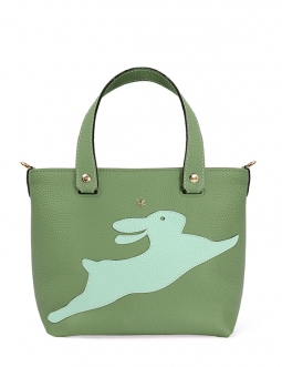 'En L'Air le Sac Lièvre' Sac Cabas Cuir Nappa Asperge & Or