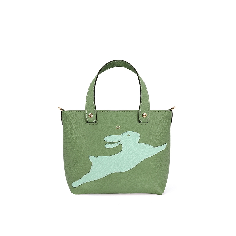 'En L'Air le Sac Lièvre' Nappa Leather Handbag Asperge & Gold