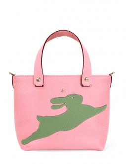 'En L'Air le Sac Lièvre' Sac Cabas Cuir Nappa Rose Poudré & Or