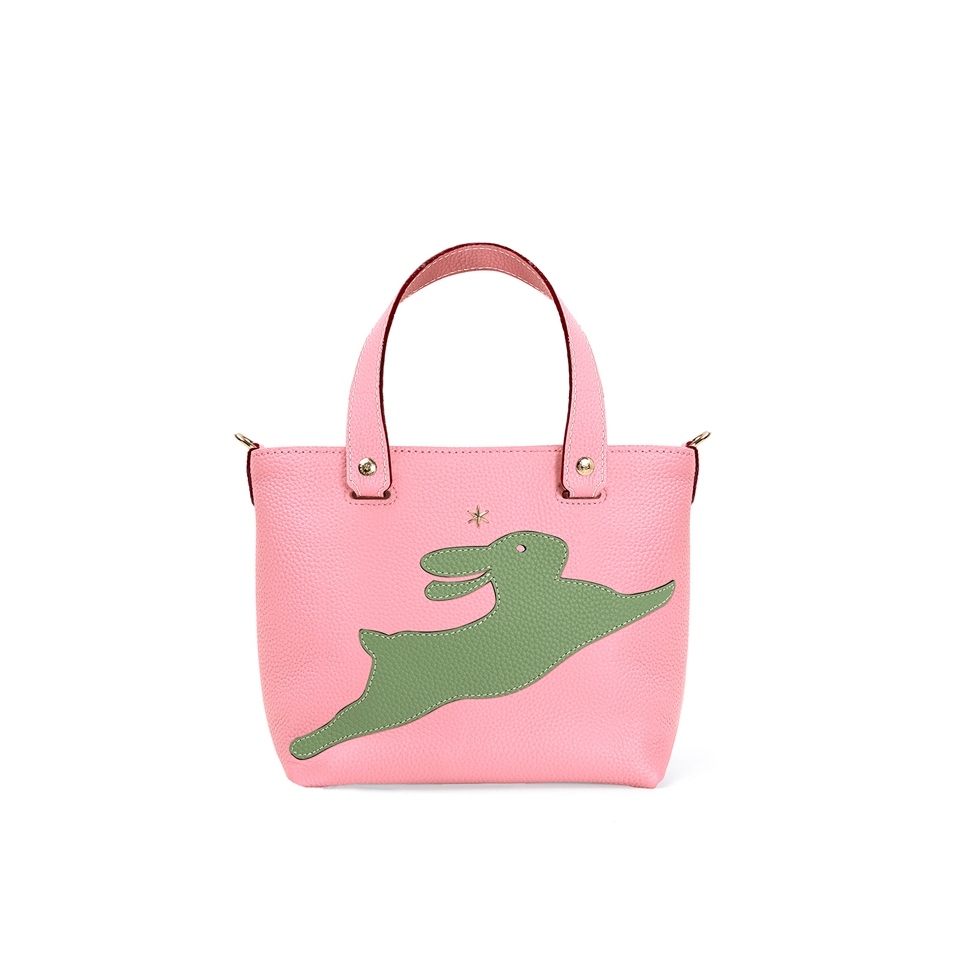 'En L'Air le Sac Lièvre' Sac Cabas Cuir Nappa Rose Poudré & Or