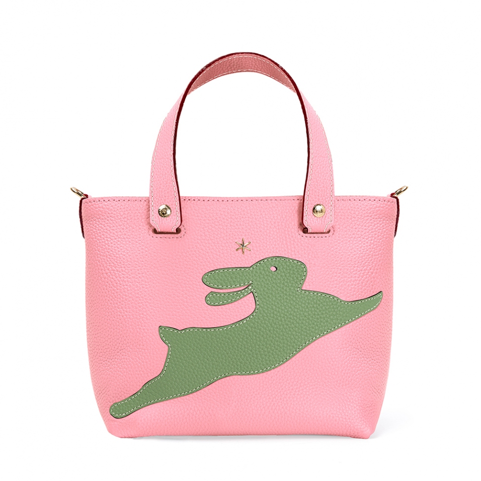 'En L'Air le Sac Lièvre' Nappa Leather Handbag Light Pink & Gold