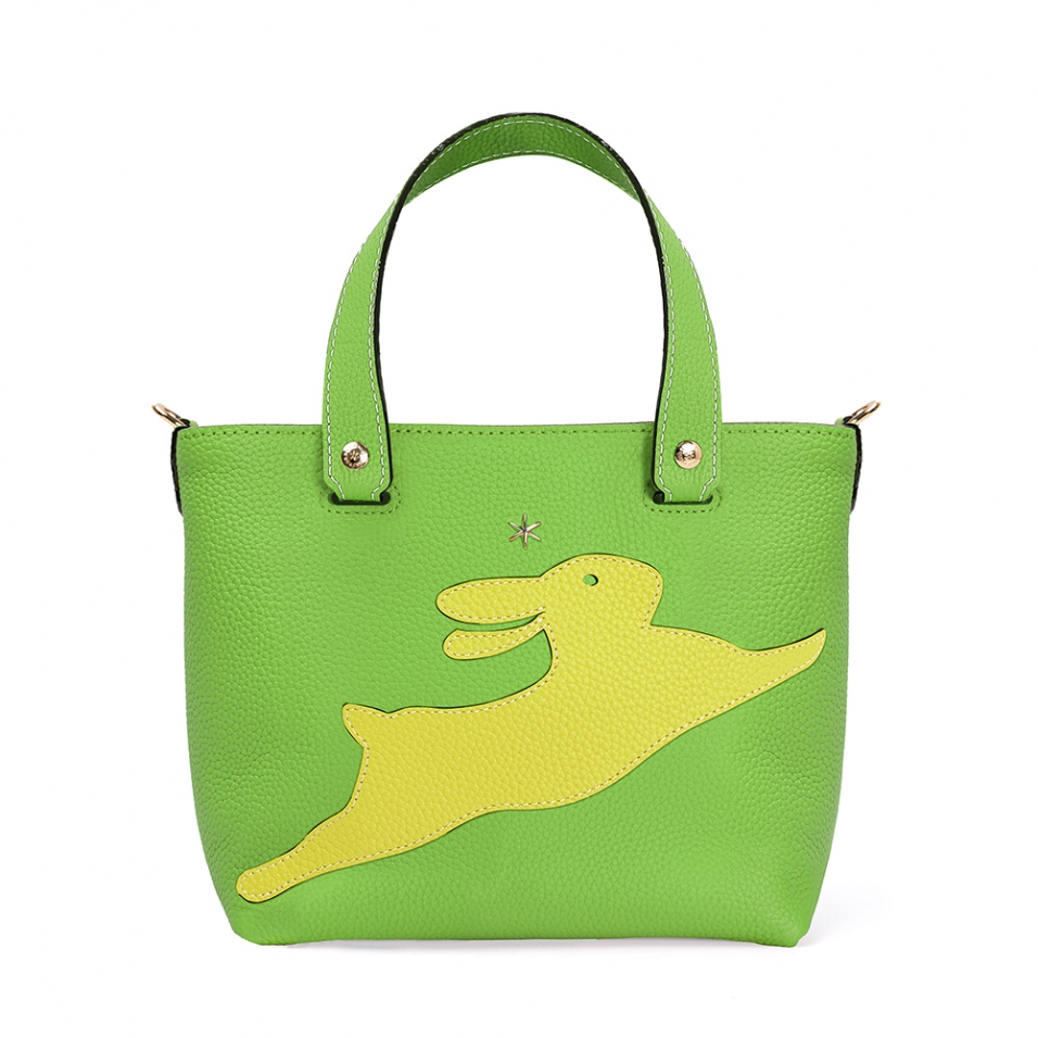 'En L'Air le Sac Lièvre' Sac Cabas Cuir Nappa Pomme & Or