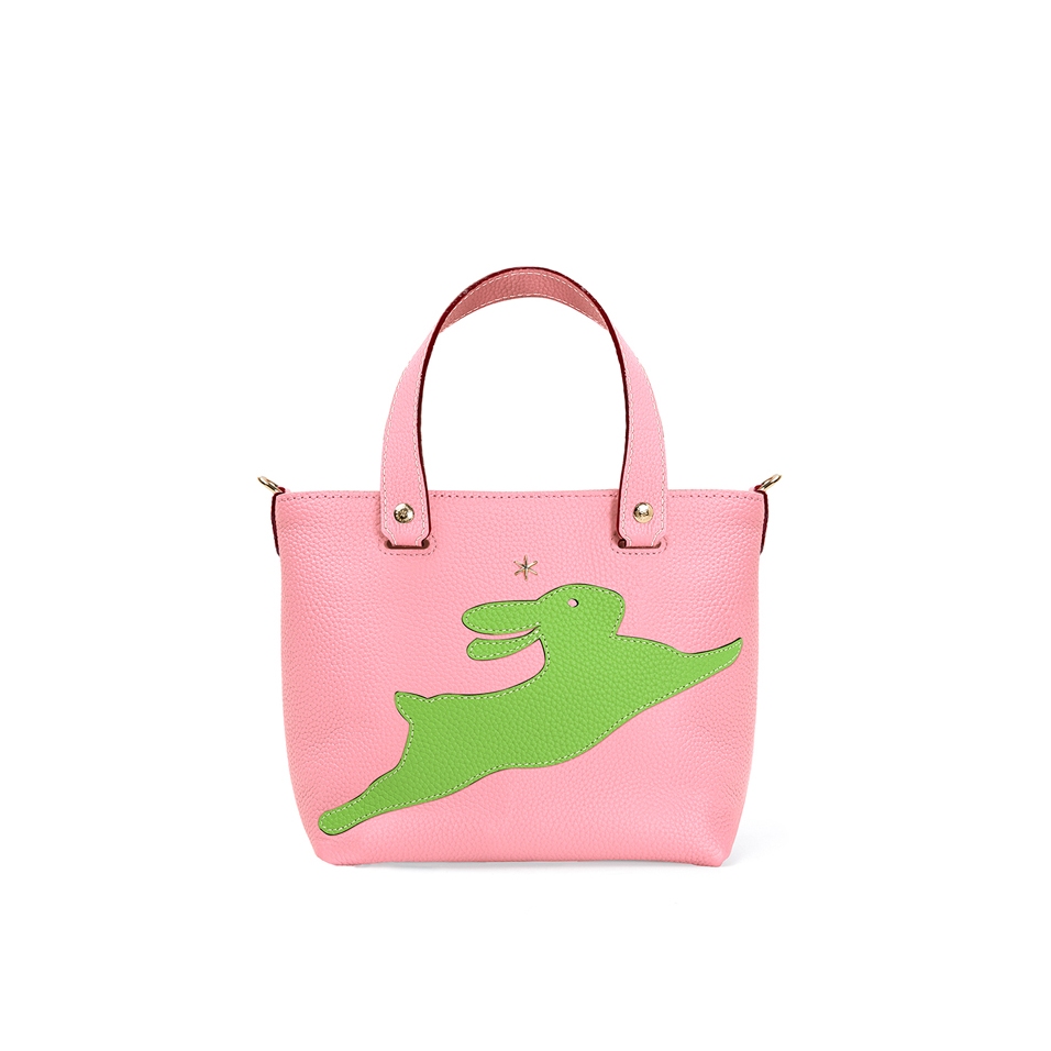 'En L'Air le Sac Lièvre' Sac Cabas Cuir Nappa Rose Poudré & Or