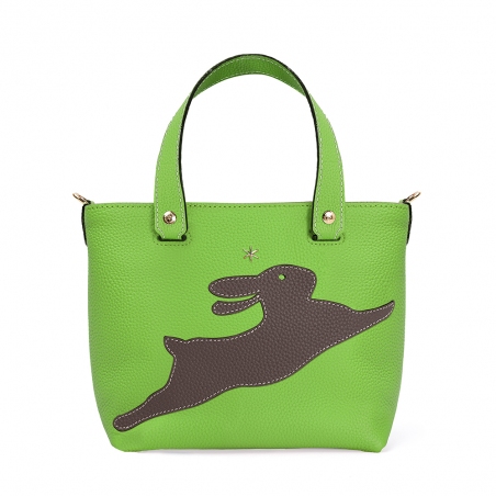 'En L'Air le Sac Lièvre' Nappa Leather Handbag Apple Green & Gold