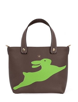 'En L'Air le Sac Lièvre' Nappa Leather Handbag Chocolate & Gold