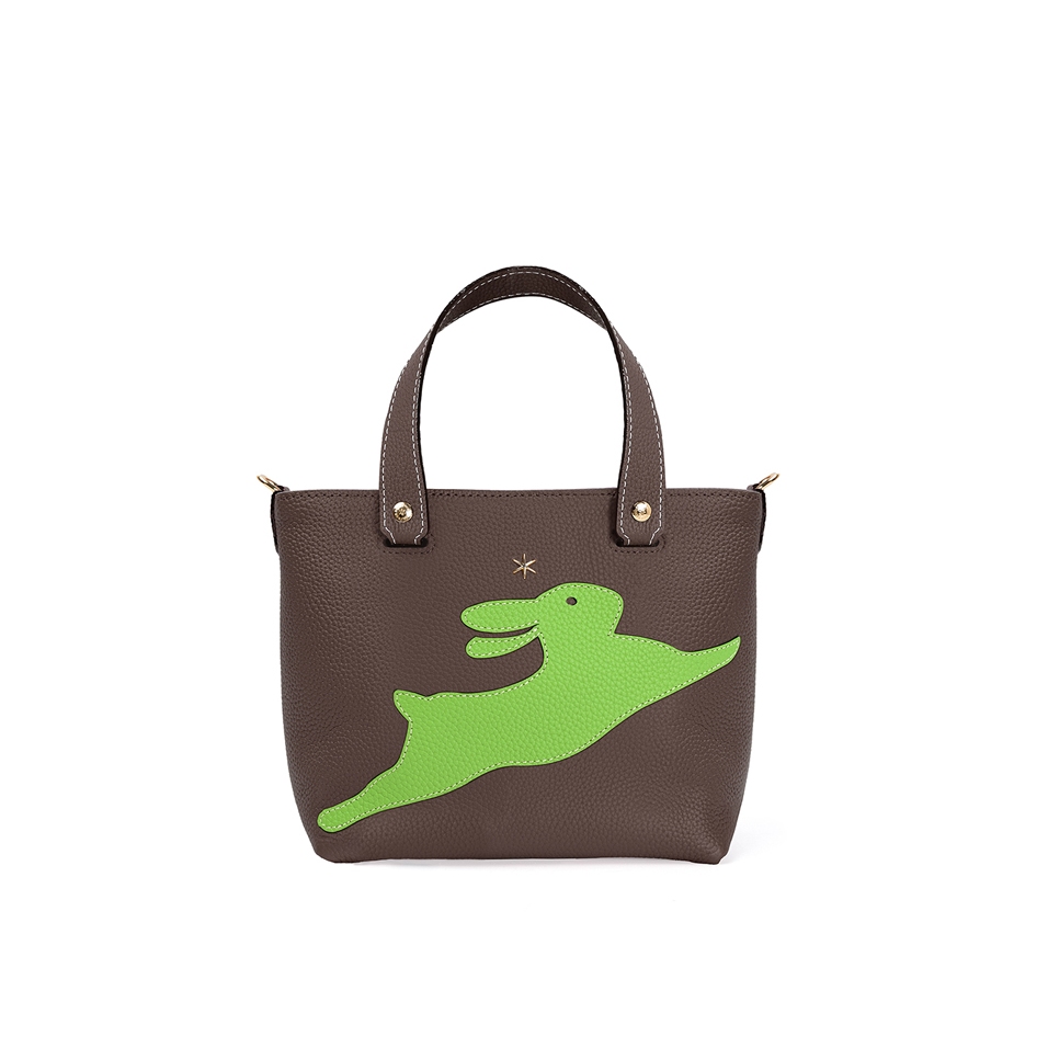 'En L'Air le Sac Lièvre' Nappa Leather Handbag Chocolate & Gold