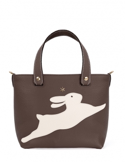 'En L'Air le Sac Lièvre' Nappa Leather Handbag Chocolate & Gold