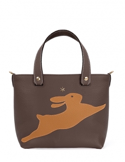 'En L'Air le Sac Lièvre' Sac Cabas Cuir Nappa Chocolat & Or