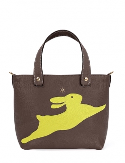 'En L'Air le Sac Lièvre' Sac Cabas Cuir Nappa Chocolat & Or